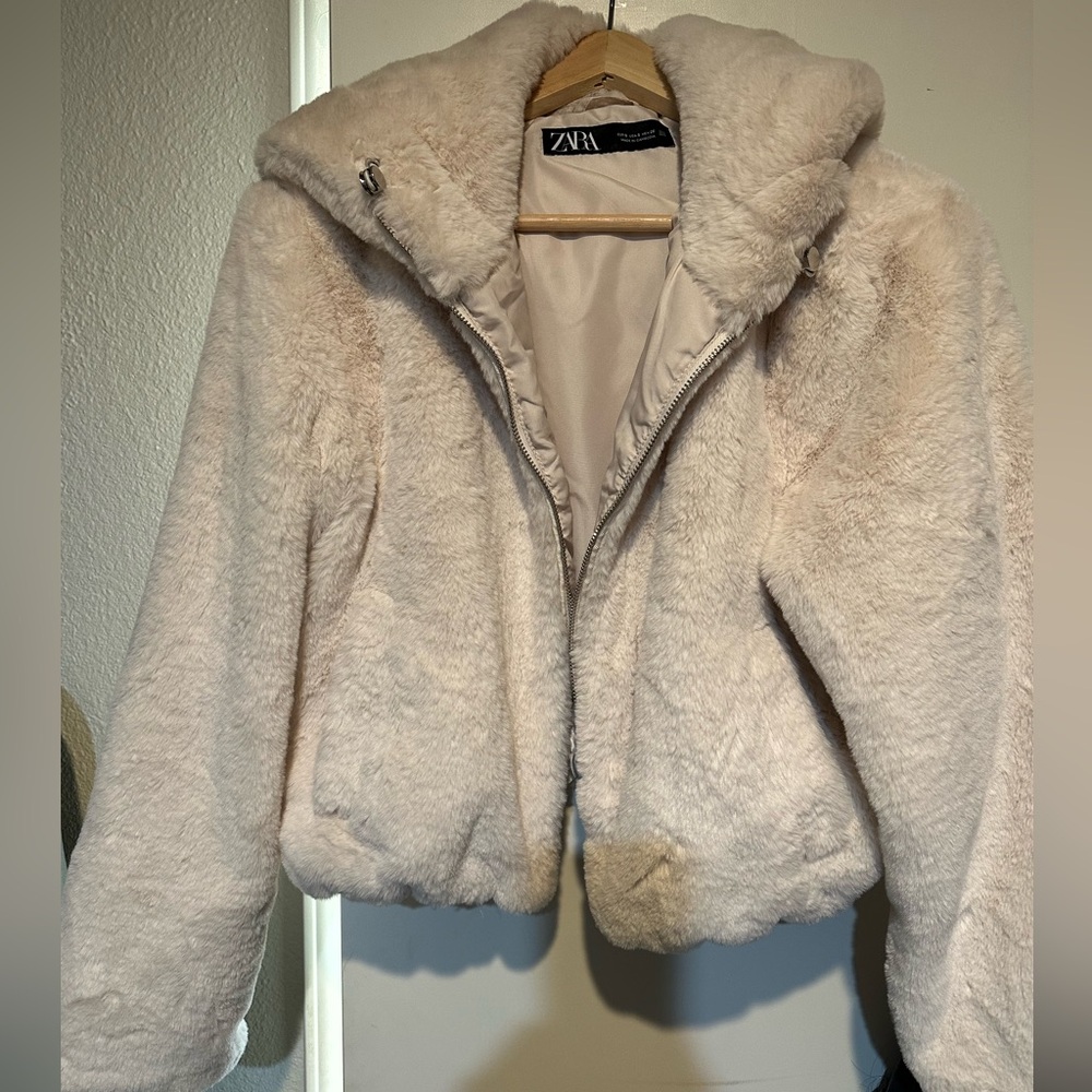 Zara faux fur hooded jacket